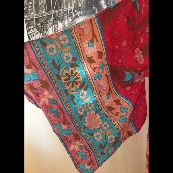 Lotus Gypsy Peacock Kimono Maxi Dress - Picture 2 of 10